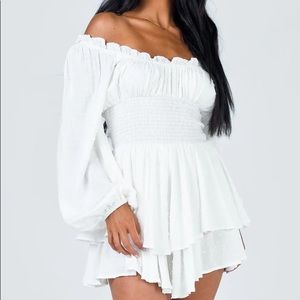 THE LOVE GALORE LONG SLEEVE ROMPER WHITE